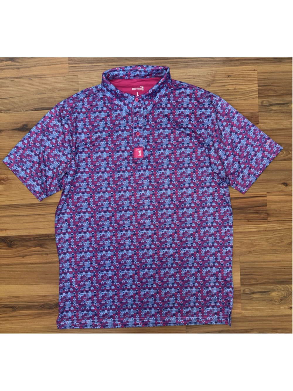 Bogey Bros Polo Shirt Men's Large Multicolor Whale Tail Performance Golf Stretch